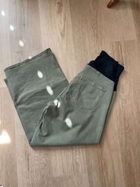 Olive Green Wide Leg Jeans